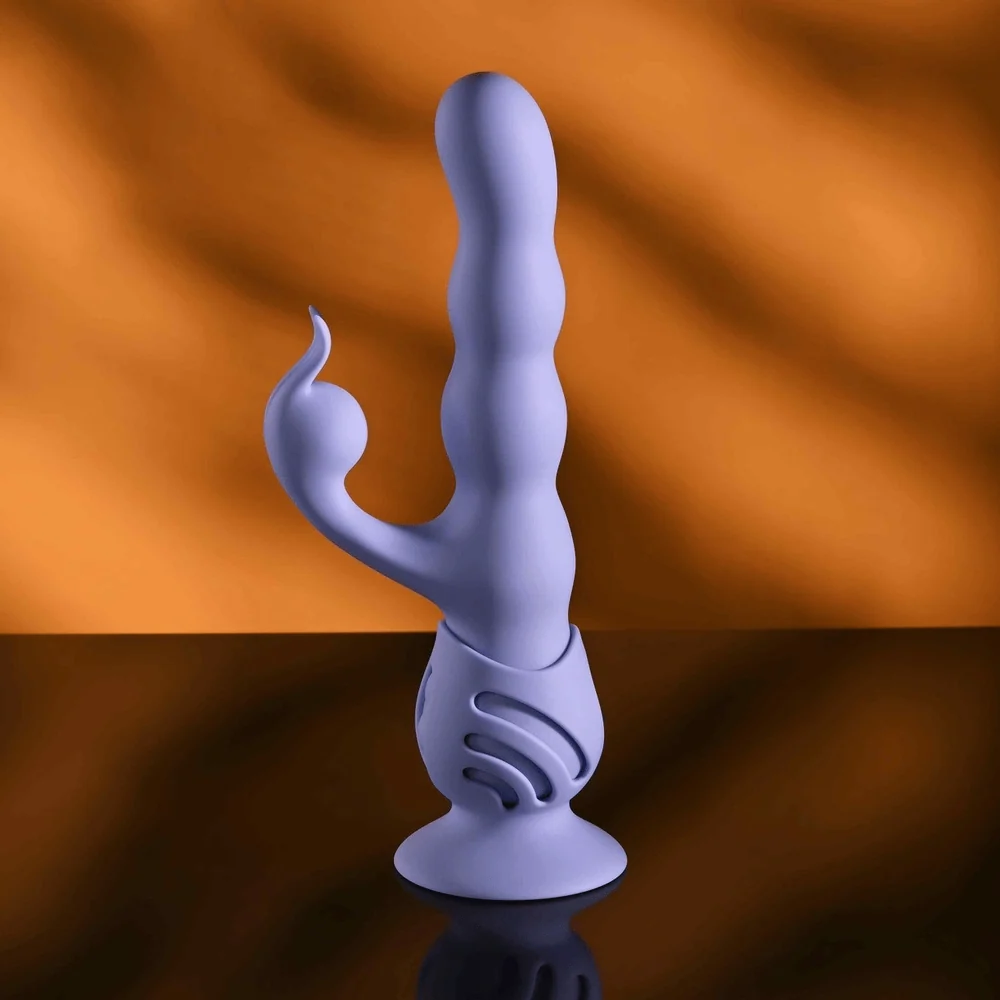 Evolved Wiggly Bunny 紫色旋转兔形振动棒（带吸盘底座）