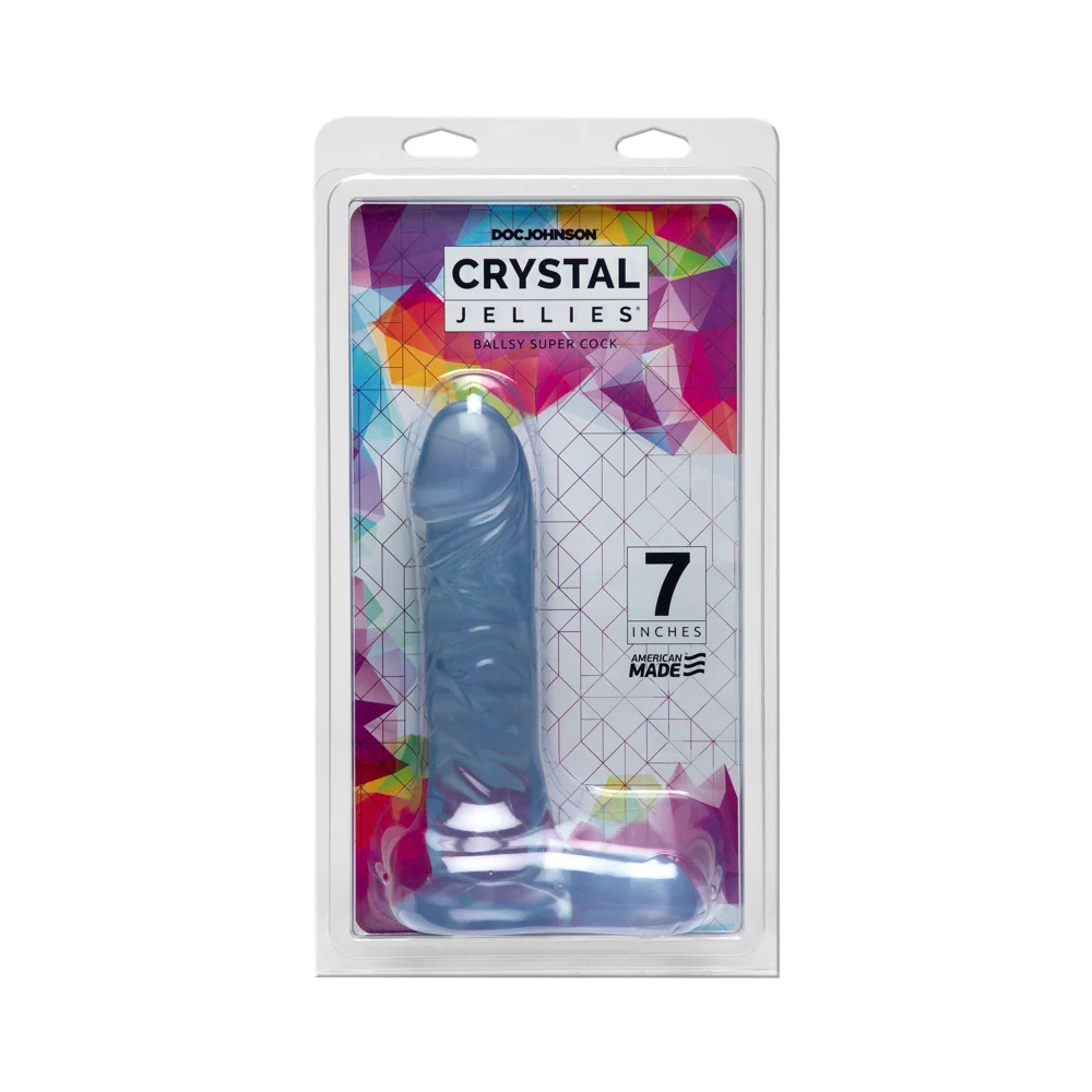 Crystal Jellies Clear 7 Inch Ballsy Super Cock Dildo by Doc Johnson