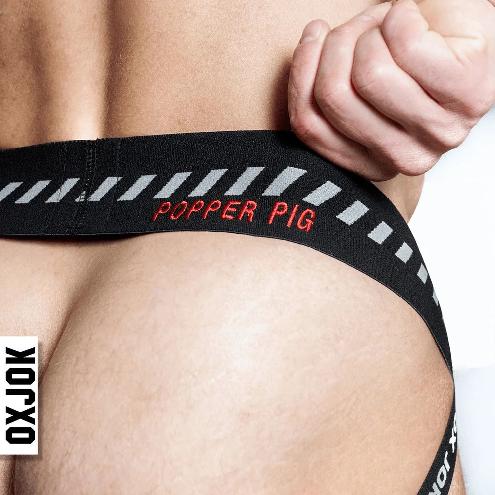 OXJOK Popperjock 3D Rubber Patch Jockstrap with Stash Pocket and Cockrings