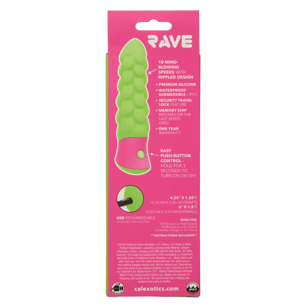 Rave Ripple Textured Vibrator with 10 Speeds and Waterproof Silicone