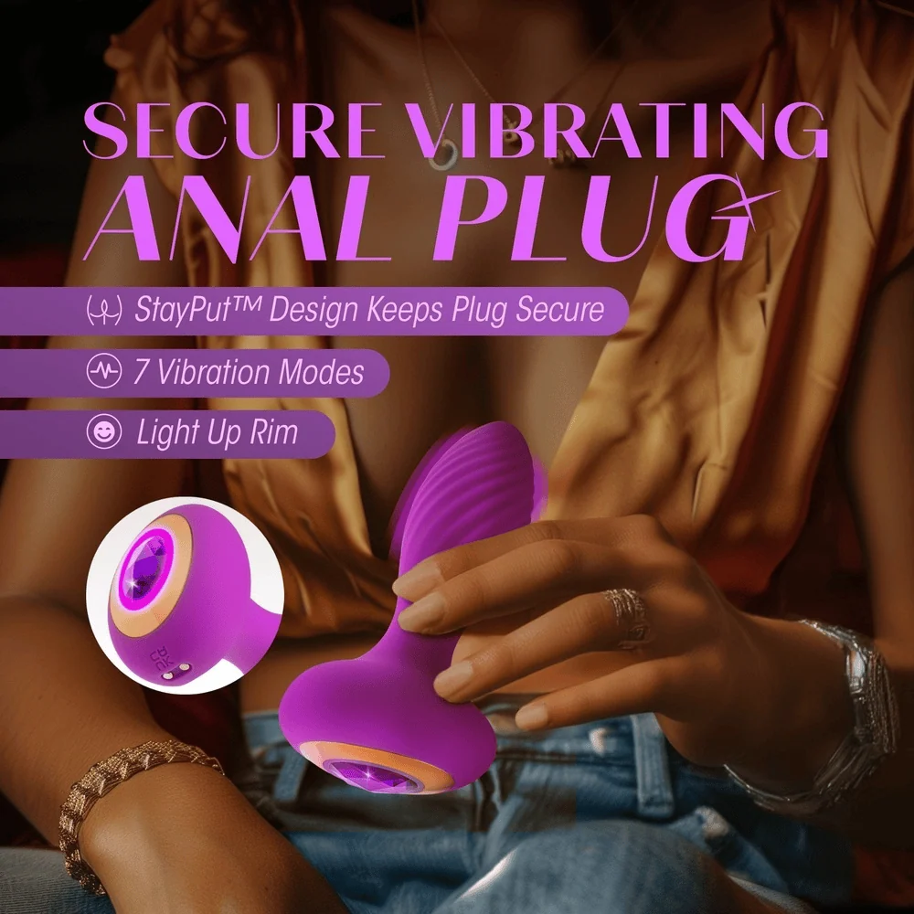 Blush Oh My Gem Charm Anal Plug with Glowing Amethyst Base