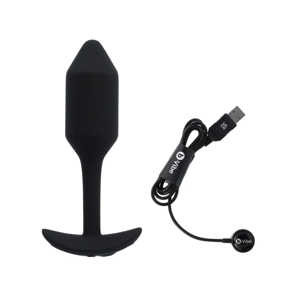 B-Vibe Vibrating Snug Plug 2 in Black for Extended Wear