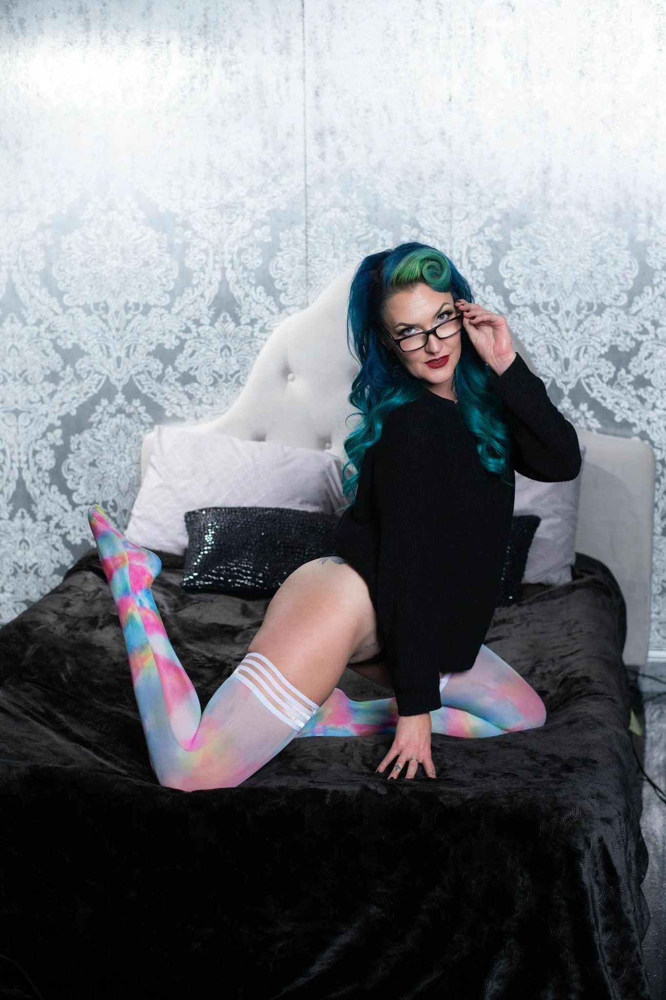 Kix'ies Camo Print Thigh High Stockings With No-Slip Grip