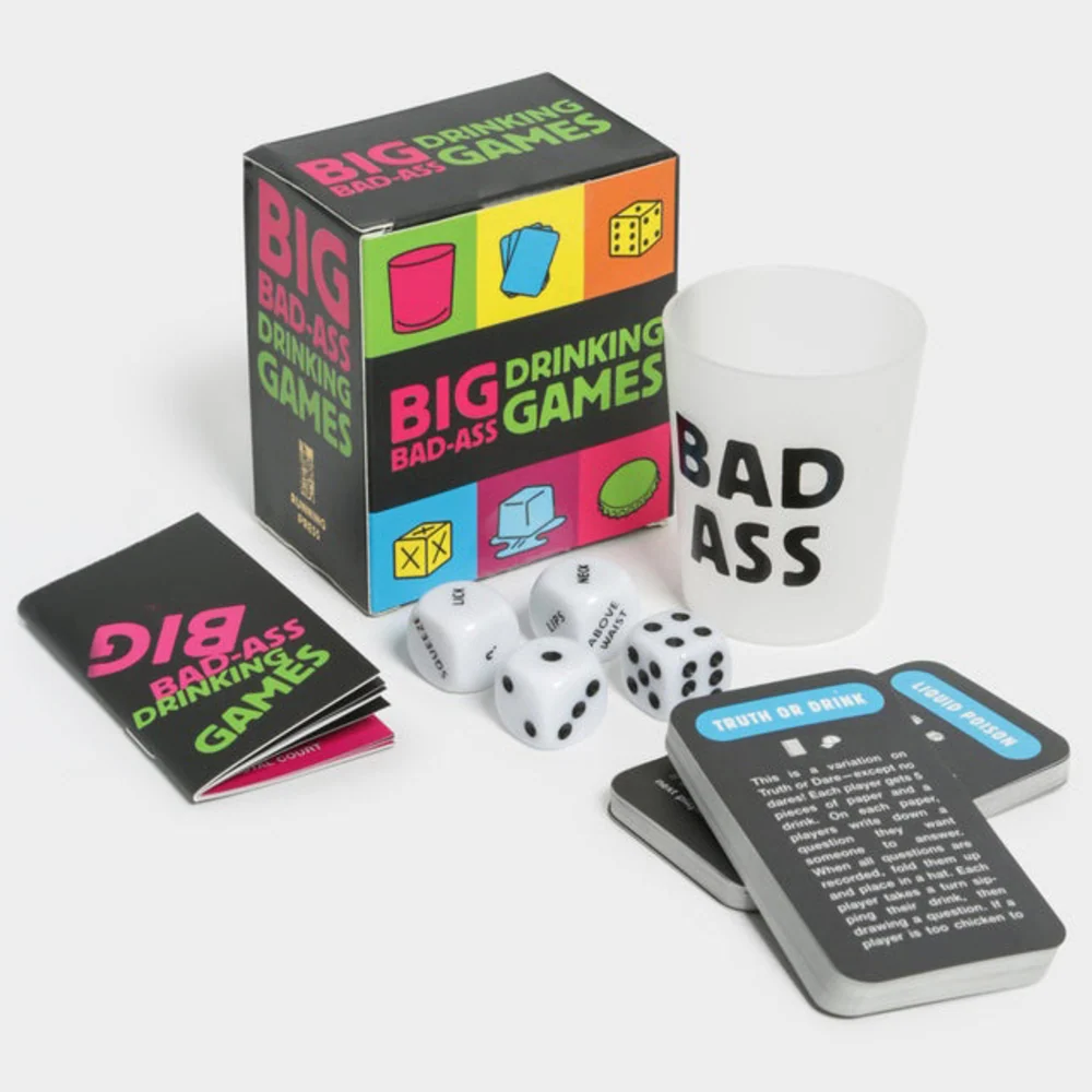 Big Bad Ass Drinking Games Travel Kit with Dice and Card Deck
