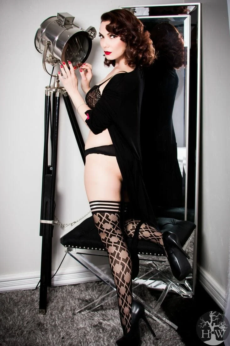 Kix'ies Elle Black Diamond Fishnet Thigh High Tights
