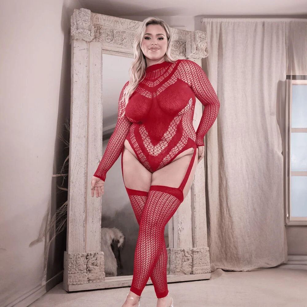 Fantasy Lingerie Sheer Infatuation Open Back Long Sleeve Teddy