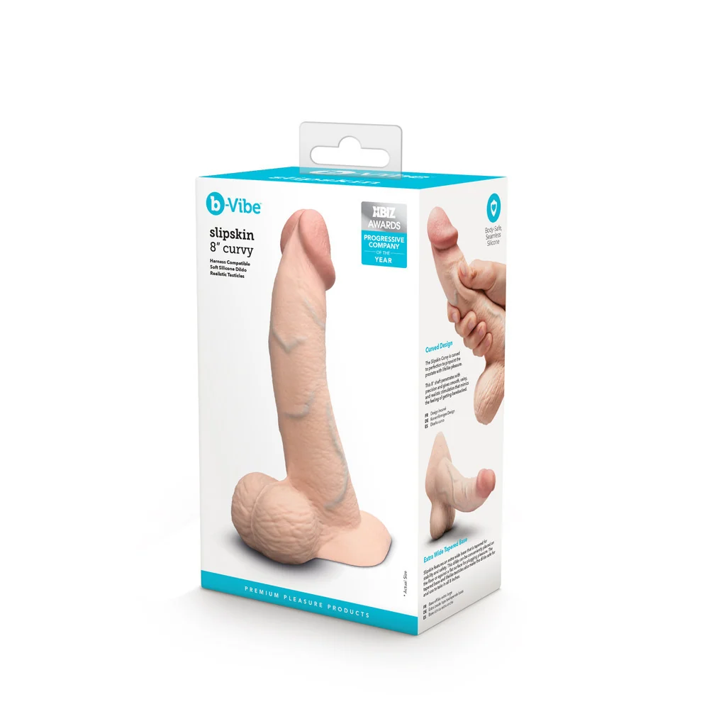 B-Vibe Slipskin Curved Realistic 8-Inch Silicone Dildo
