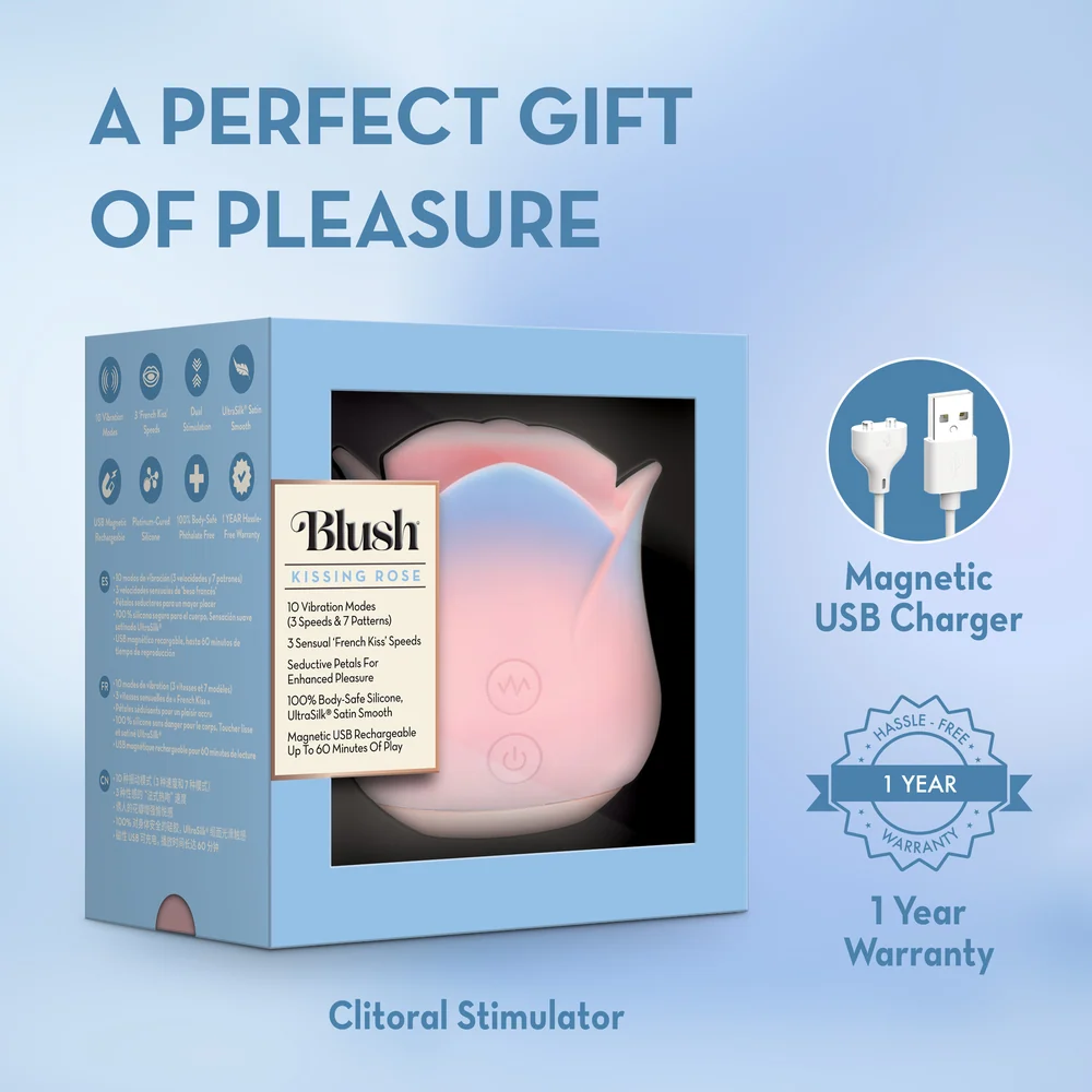 Blush Kissing Rose Tongue Clitoral Vibrator with 10 Modes