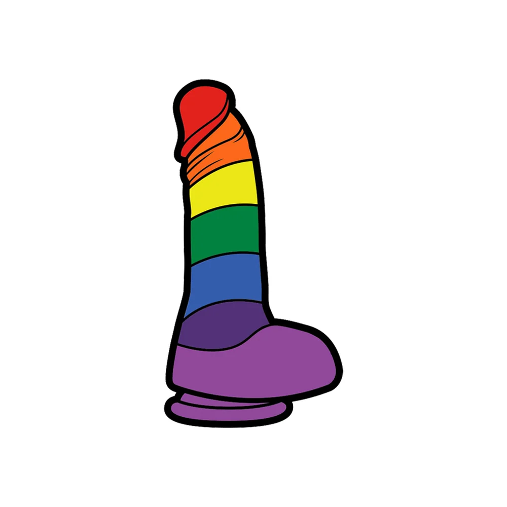 Rainbow Dildo Enamel Lapel Pin in Pride Flag Colors