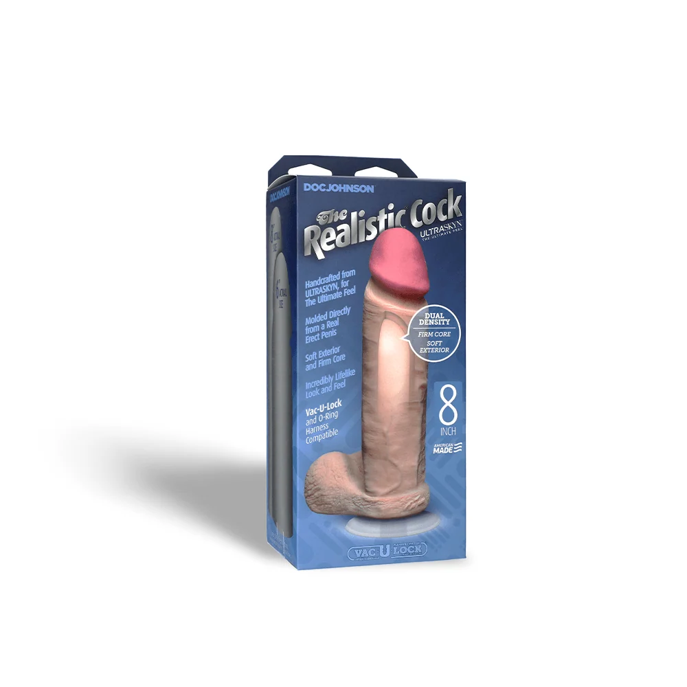 Realistic Cock UR3 White 8 Inch Vac-U-Lock Compatible Dildo