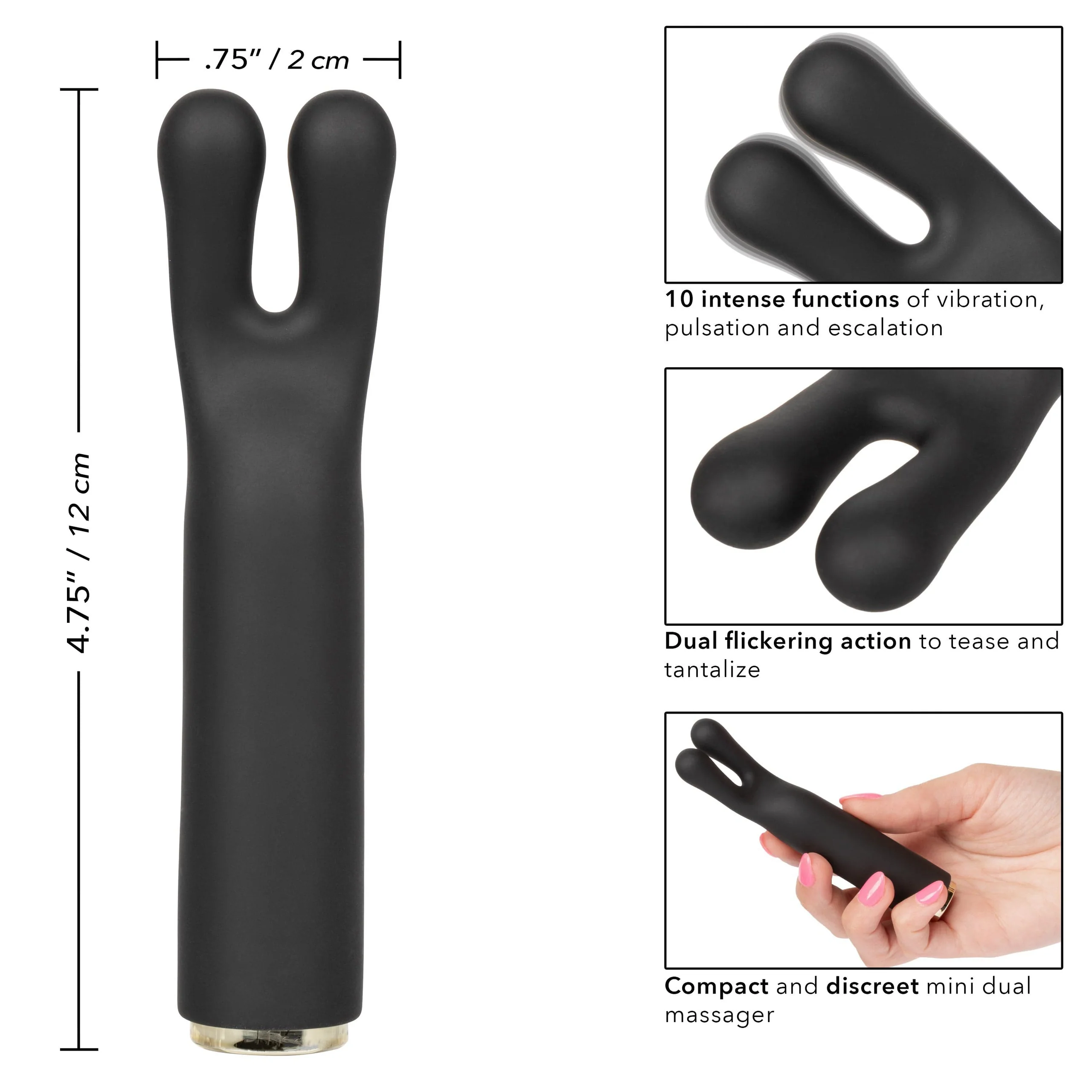 Raven Charmer Mini Massager with Dual Flickering Teasers