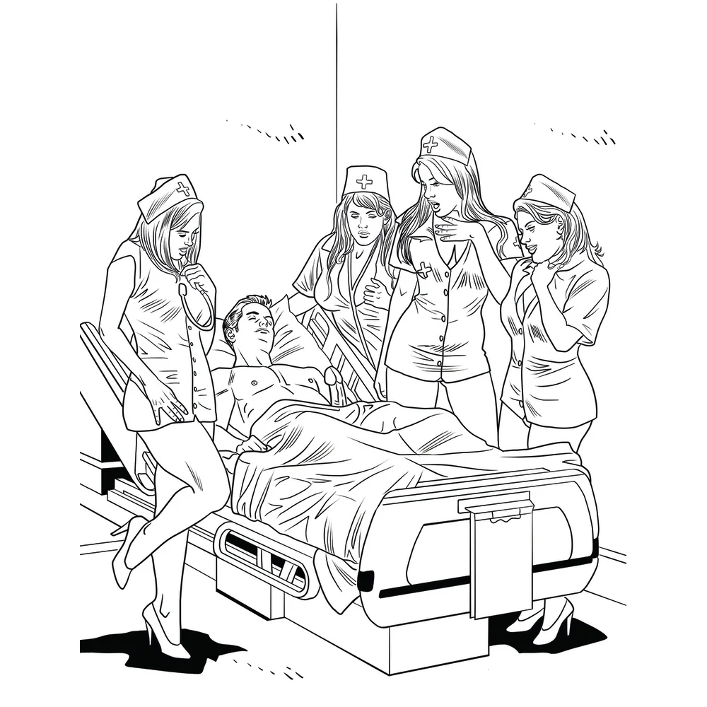 XXX Nurses 成人涂色书，含 24 幅 Candy Striper 插画