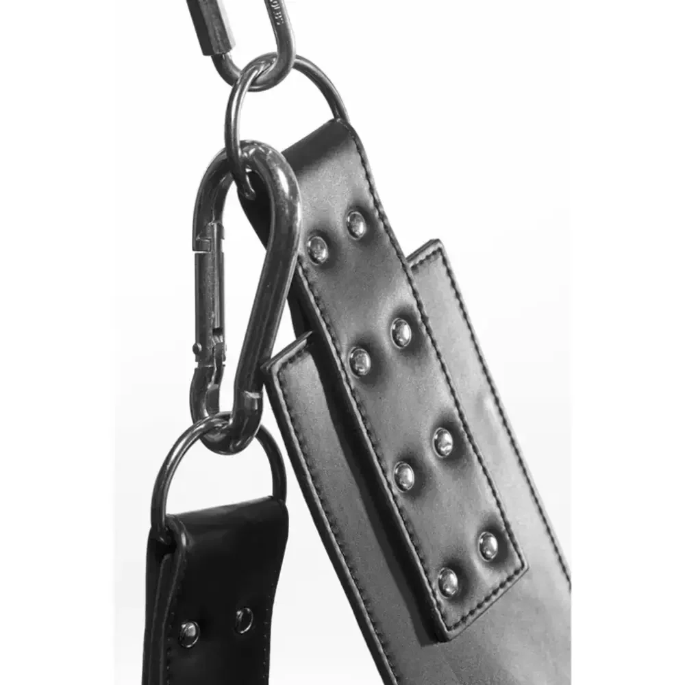 Strict Extreme Bondage 重型皮革性爱吊床，配脚蹬环