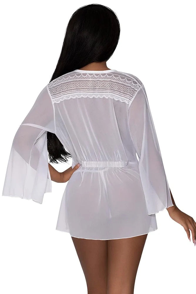 Modern Romance Flowing Short Robe in Breathable Mesh from Magic Silk