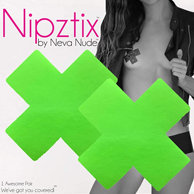 Neva Nude Super Sparkle Lemon Lime X Glitter Nipztix Pasties Single Use