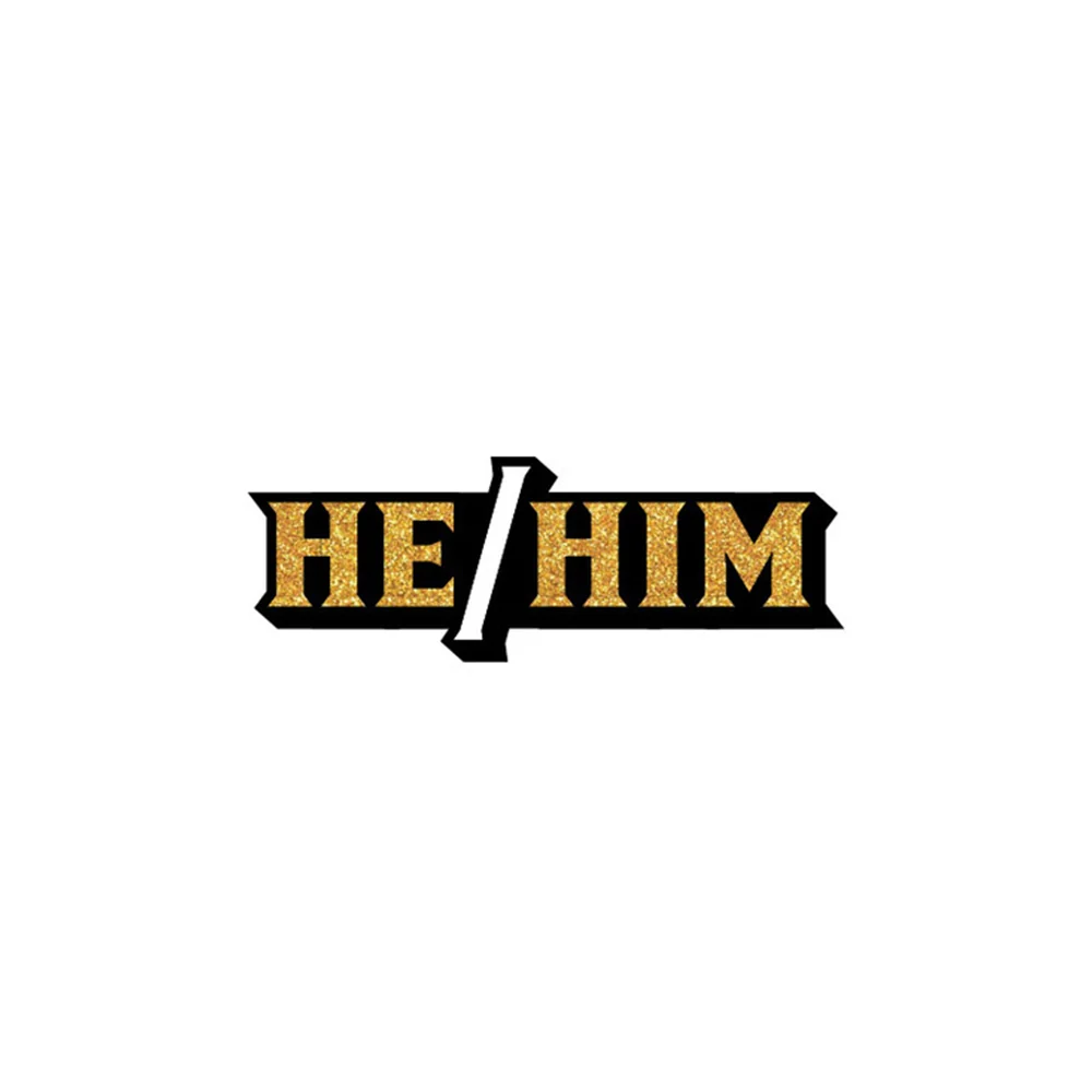 闪亮金色 He/Him 代词珐琅翻领别针