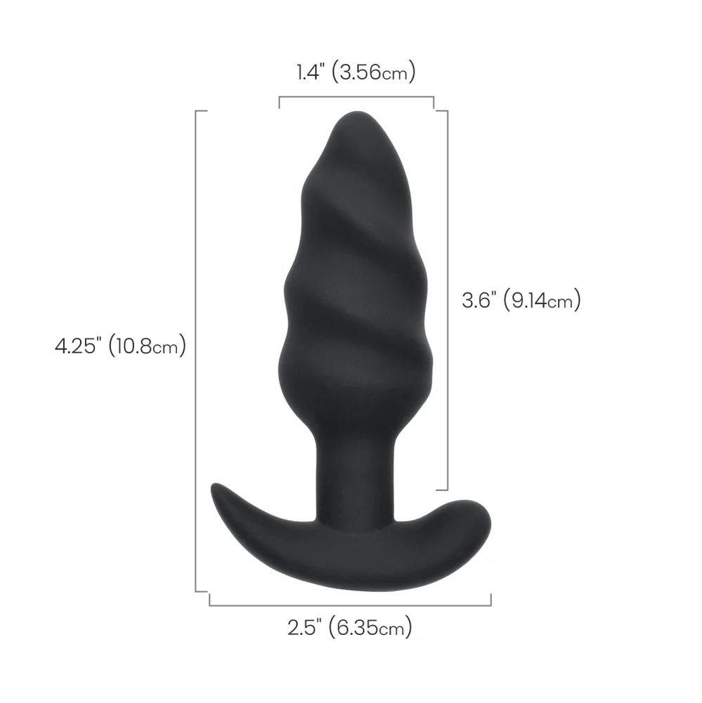 BANG! 21X Vibrating Silicone Swirl Butt Plug with Remote Control in Black