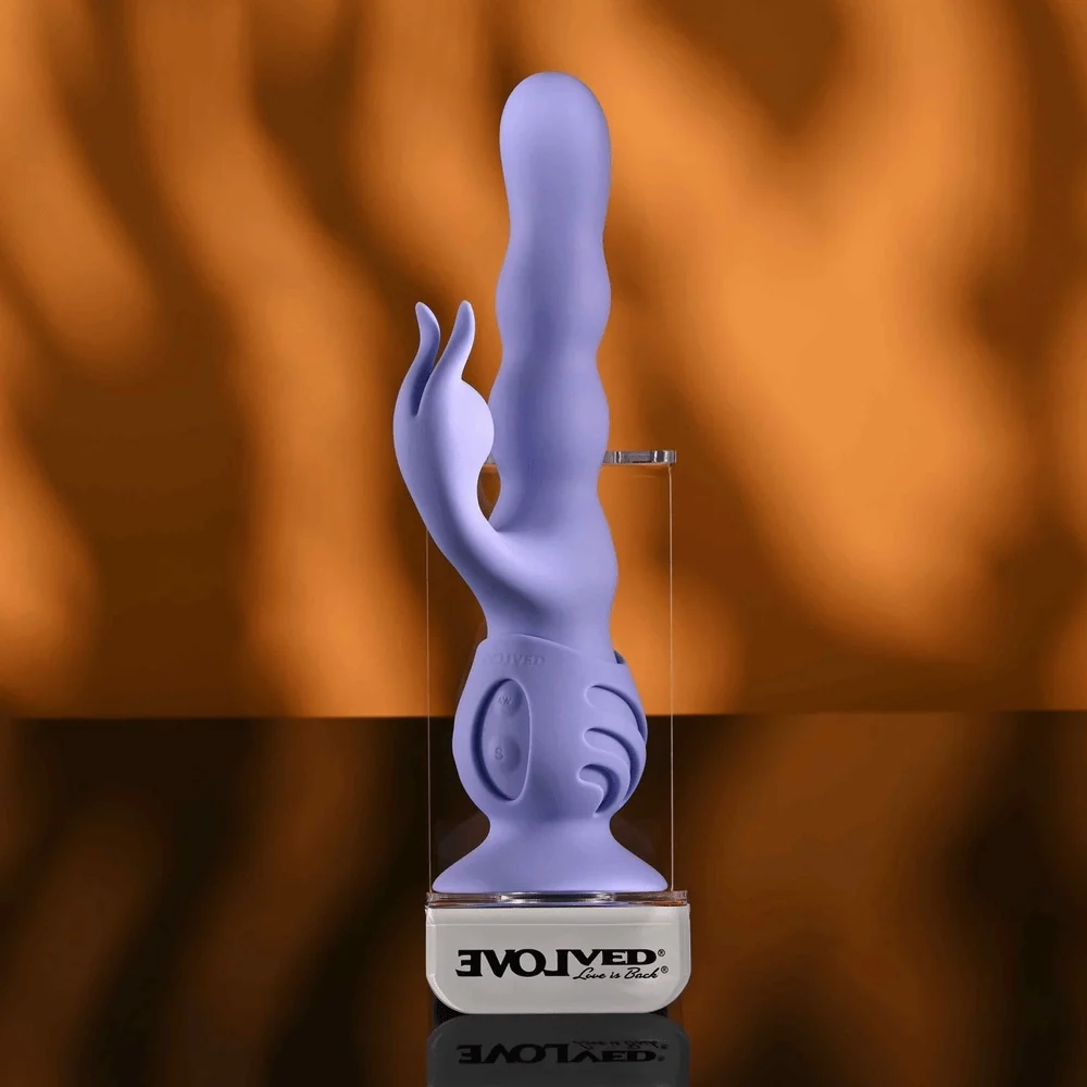 Evolved Wiggly Bunny Purple Rotating Rabbit Vibrator with Suction Base