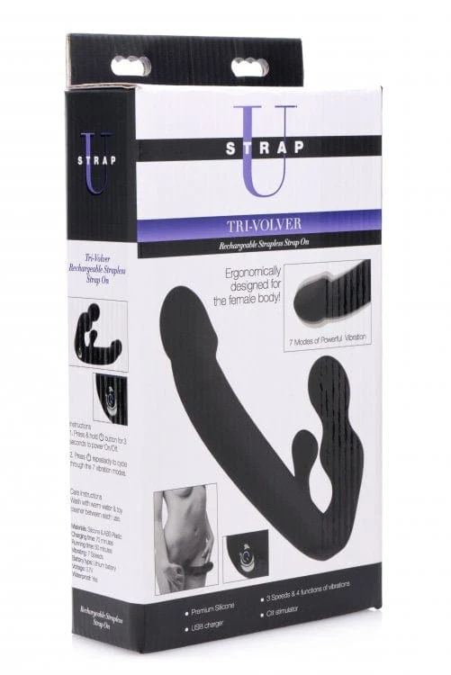 Strap-U Tri-Volver Vibrating Strapless Strap On with Dual Motors