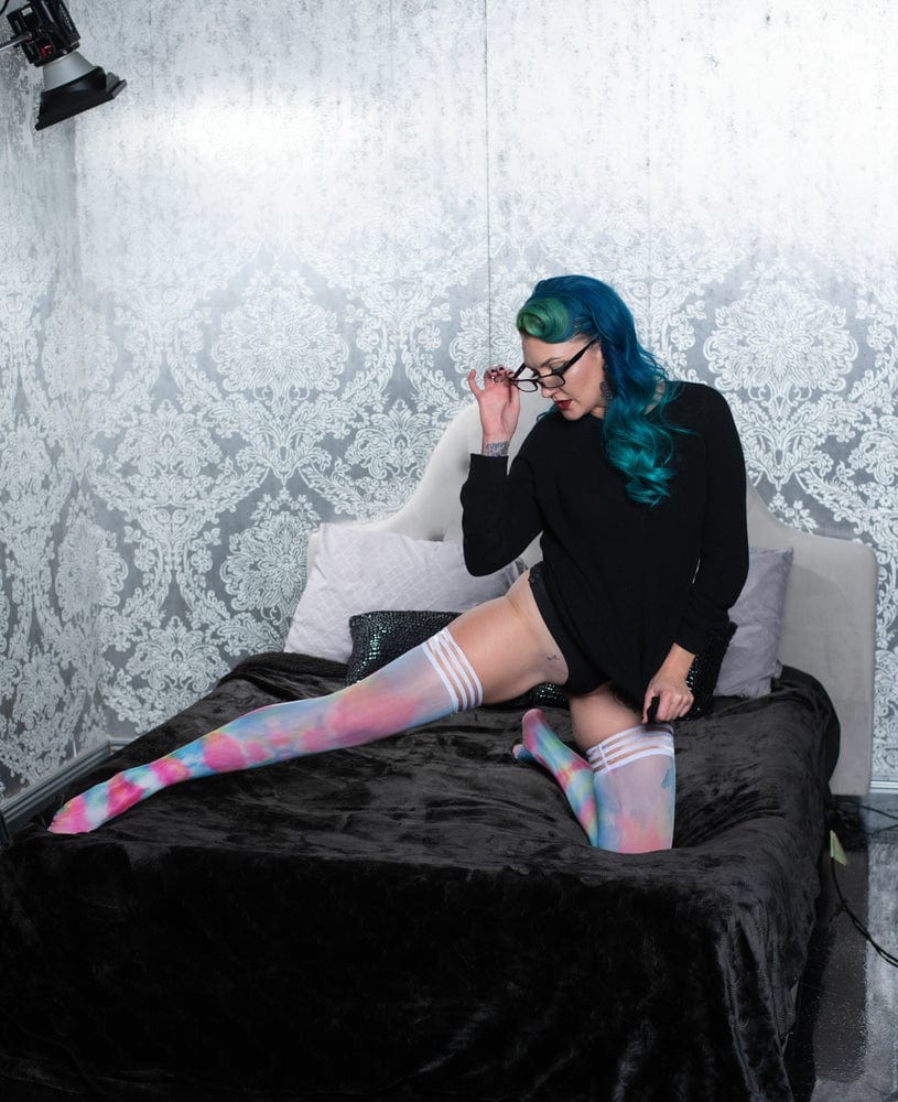 Kix'ies Camo Print Thigh High Stockings With No-Slip Grip