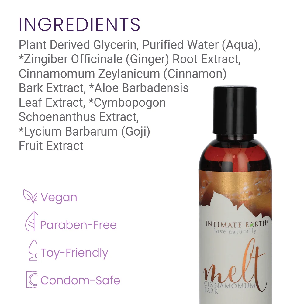 Intimate Earth Melt Warming Glide 4oz Cinnamon Honey Lubricant 4oz