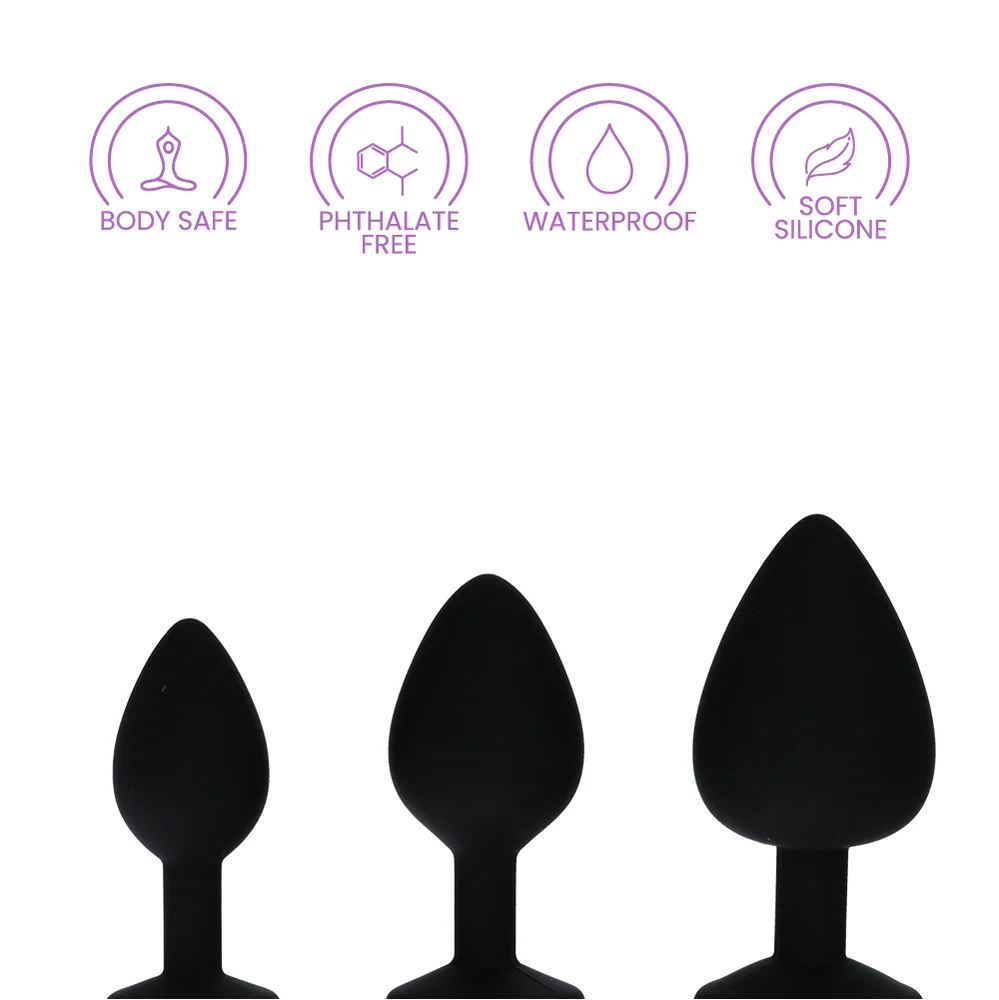 Silicone Gem Anal Kit™ 3 个渐进式肛塞，带宝石底座