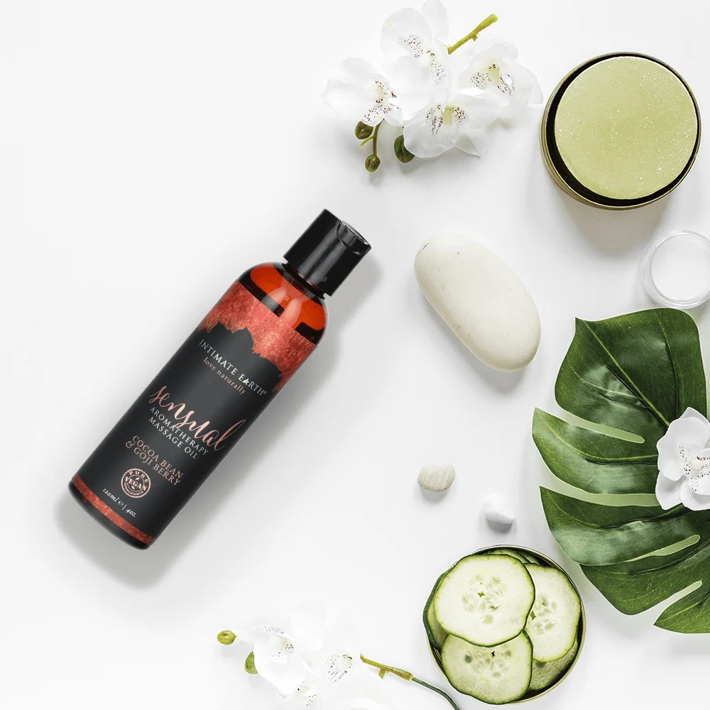 Intimate Earth Massage Oil in Fresh Cut Grass Scent