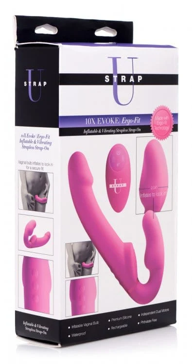 Strap-U Evoke Ergo Fit Strapless Strap-On with Inflatable Bulb and Remote