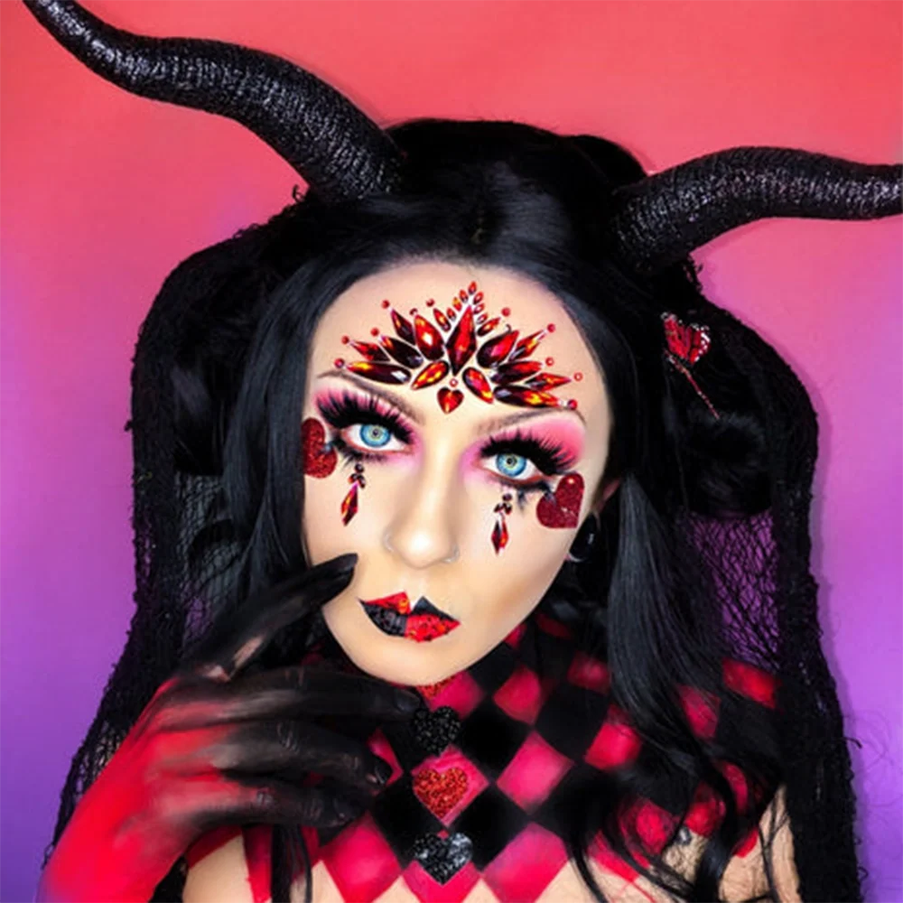 Neva Nude Demonica Red Crystal Tiara Face Sticker