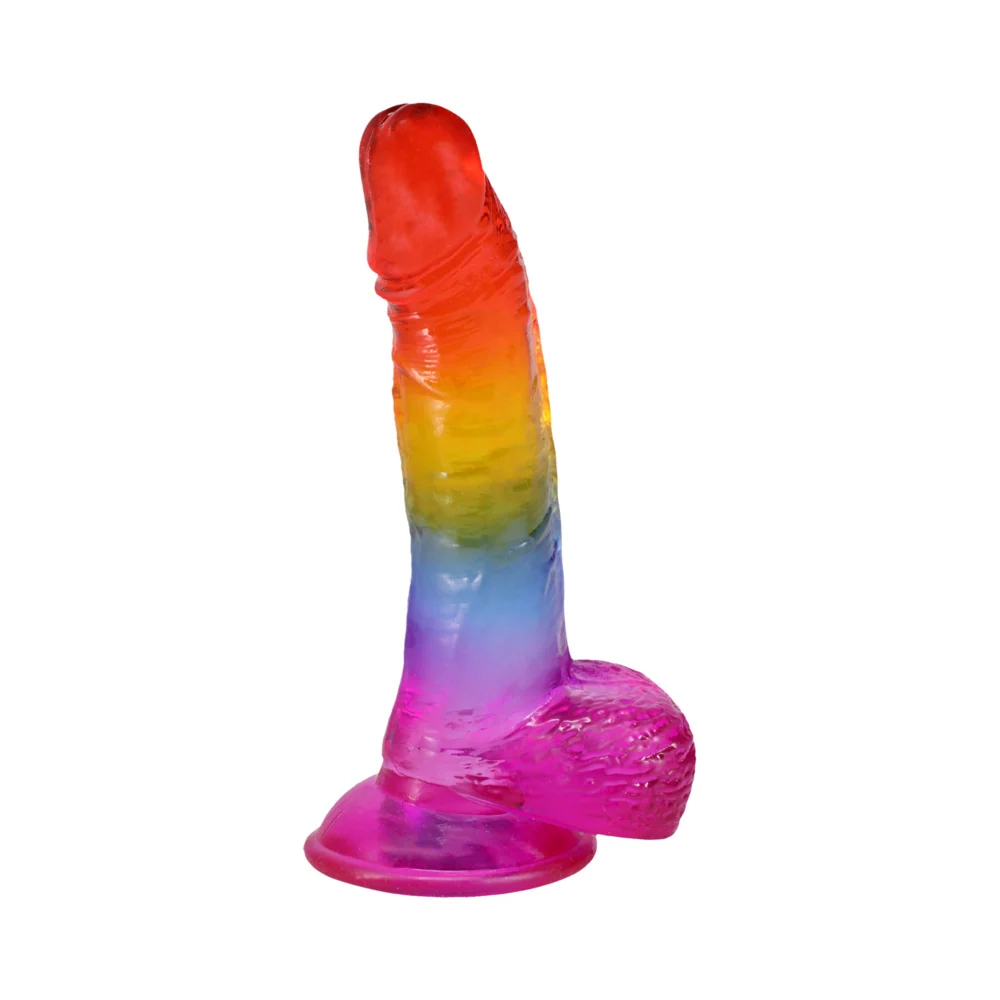 Crystal Jellies Rainbow 8.5 Inch Realistic Cock With Balls Dildo