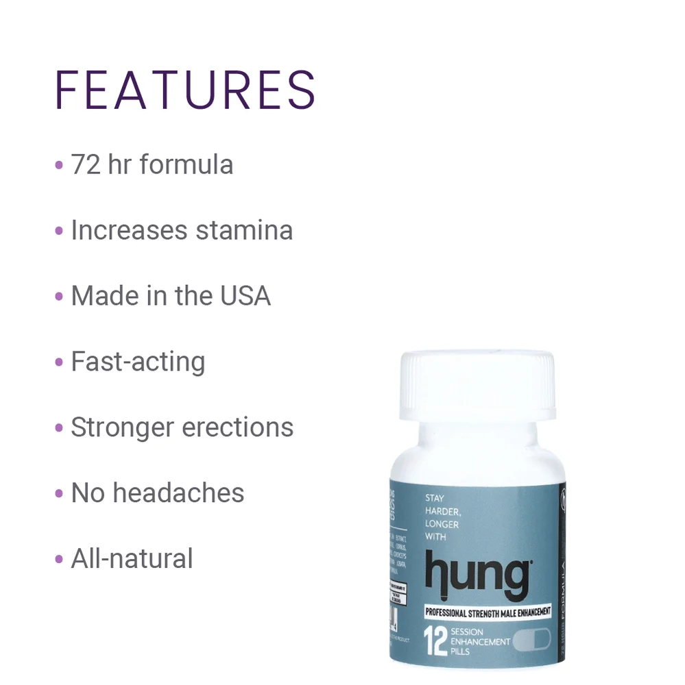 Hung Male Enhancement Pills for Stronger Performance, 12 Count Bottle