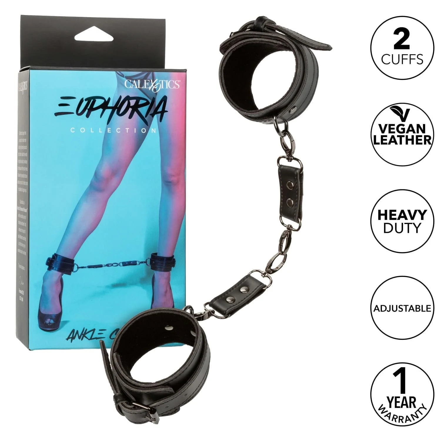 Euphoria Collection 旋转D环脚踝铐（一对）