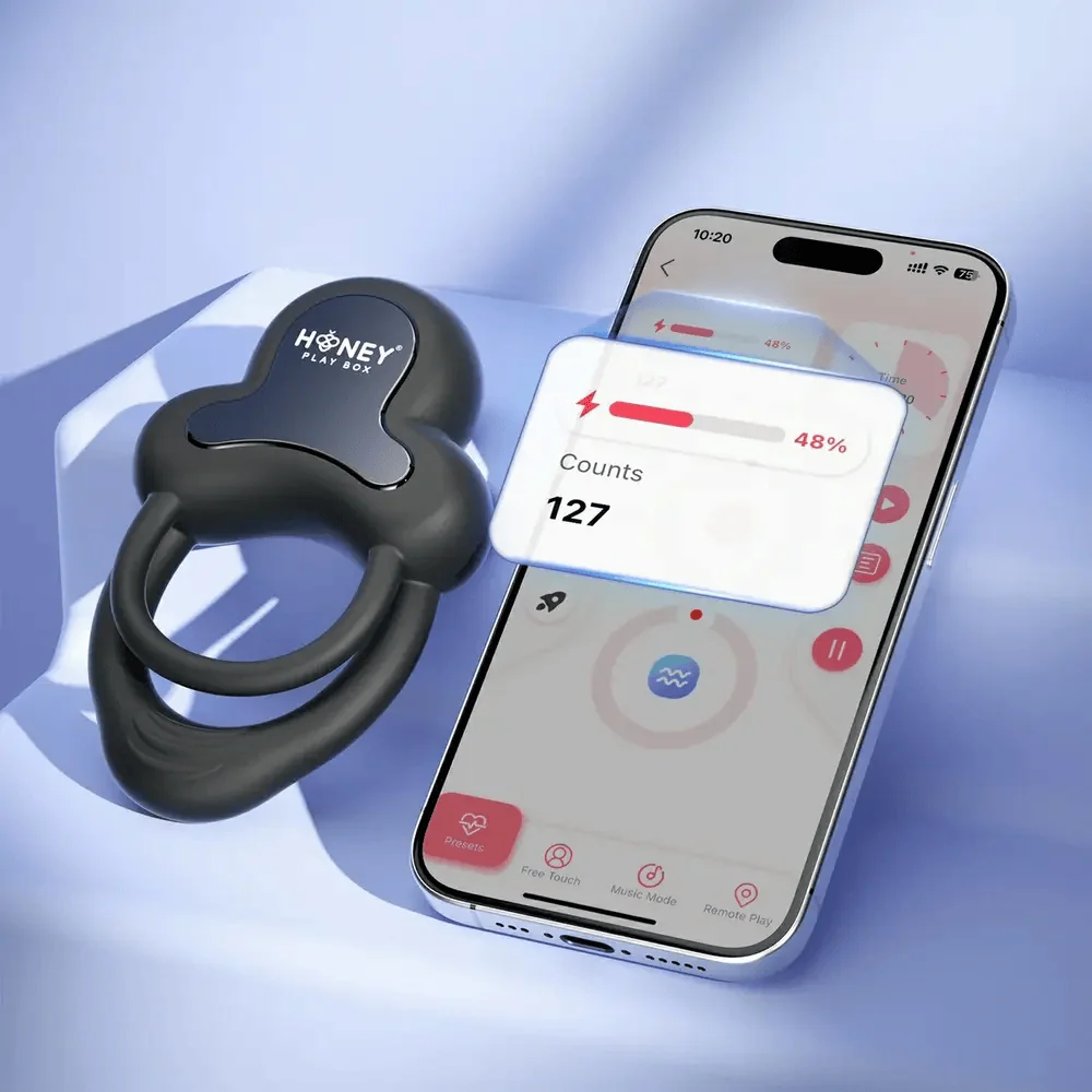Honey Play Box Anello App-Controlled Vibrating Double Cock Ring for Couples