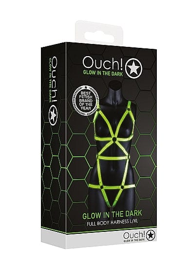 OUCH! Glow Full Body Harness with Fluorescent Green Detailing