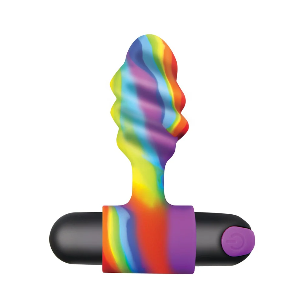 Bang! Vibrating Rainbow Corkscrew Butt Plug