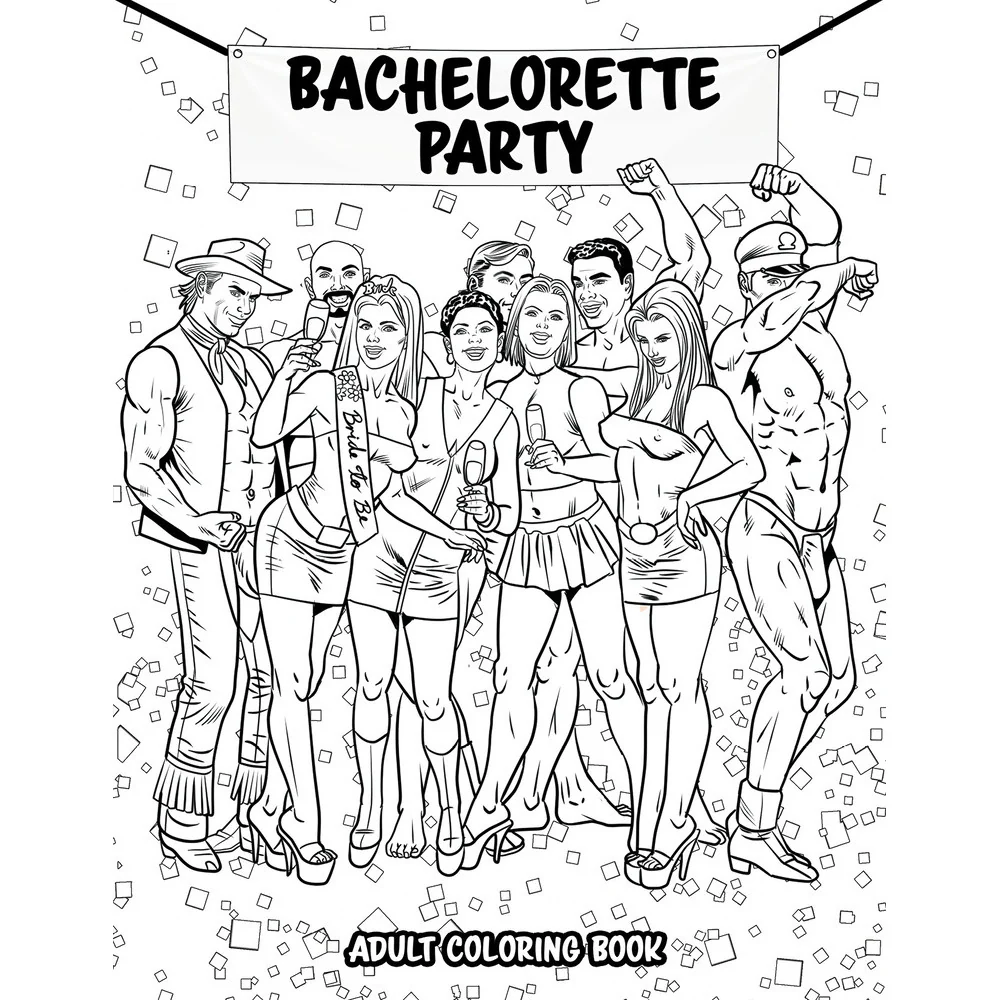 Bachelorette Party Adult Coloring Book with 24 Original Pages