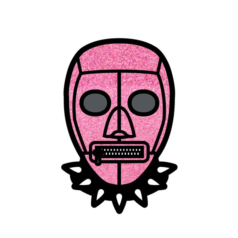 Pink Glitter Bondage Mask Enamel Lapel Pin by Wood Rocket