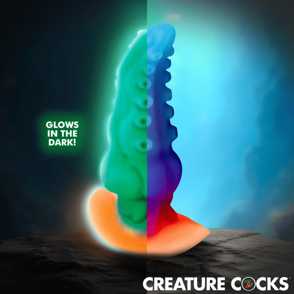 Creature Cocks Glowtopus Glow-in-the-Dark Silicone Butt Plug with Sculpted Ridges