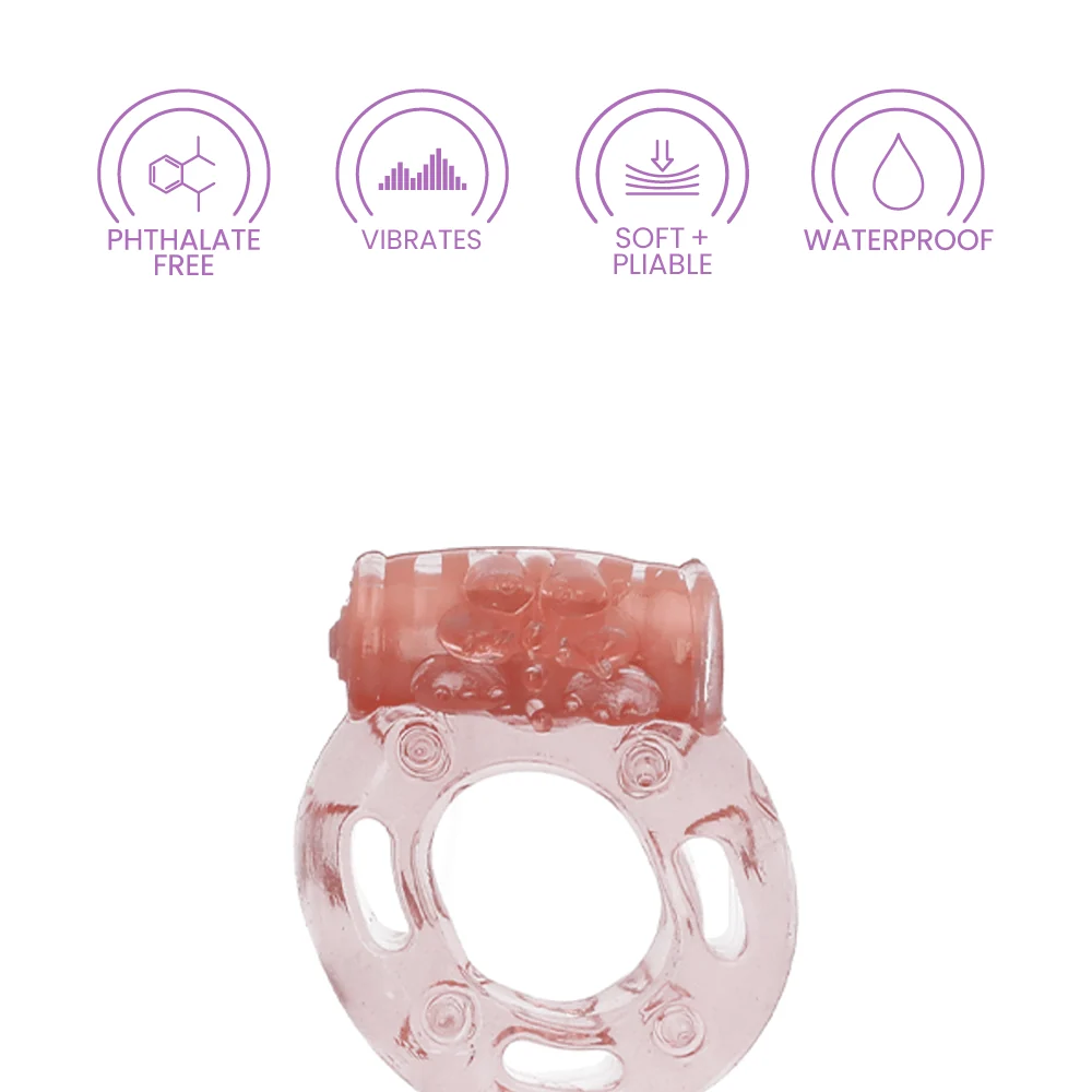 Macho Collection Stretchy Vibrating Cock Ring with Nubby Ticklers