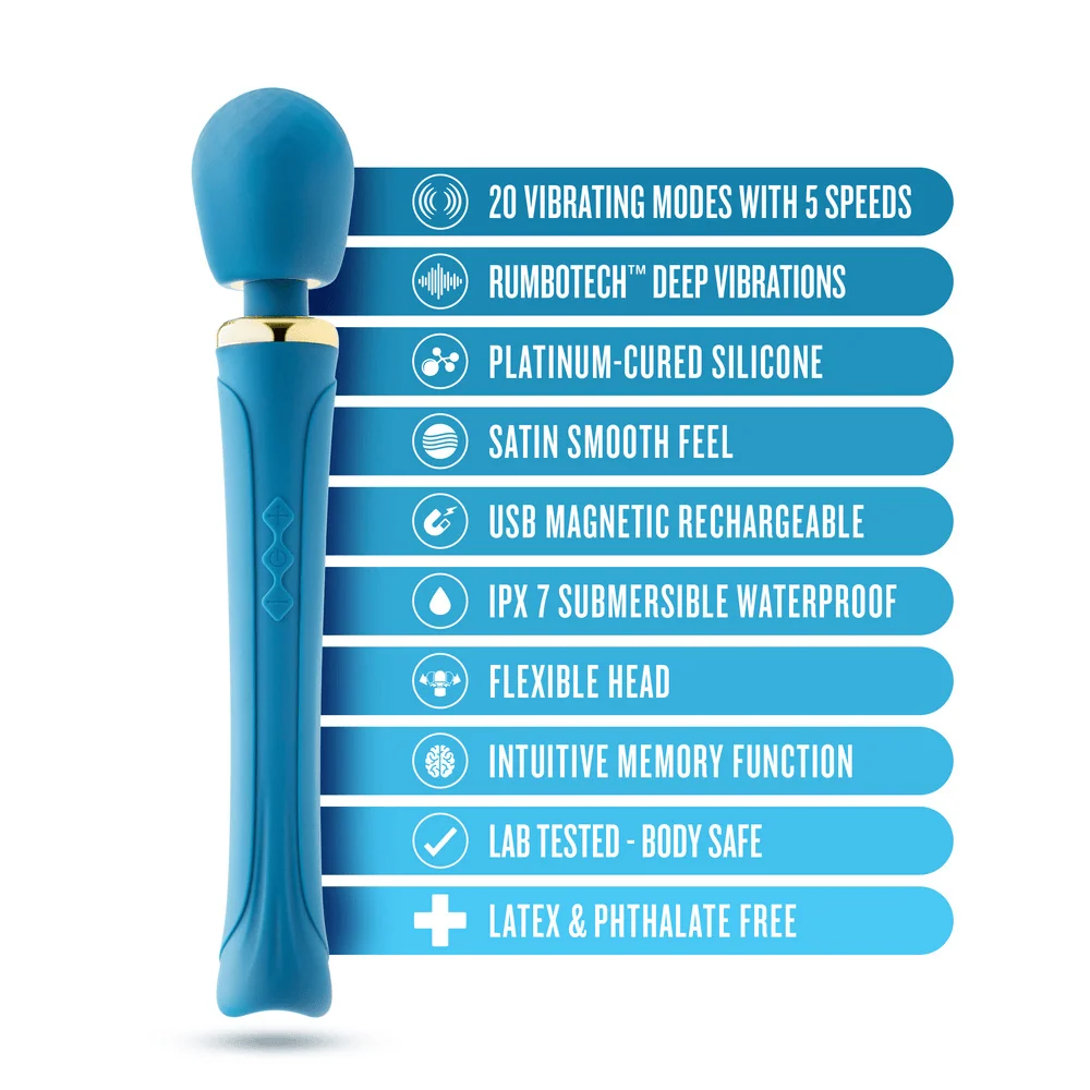 Blush Dianna Teal Wand Massager with 20 Patterns and Memory Feature