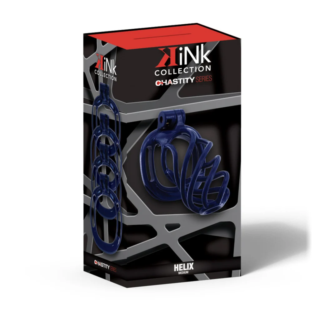 Kink Chastity Series Helix 蓝色中号阴茎锁笼