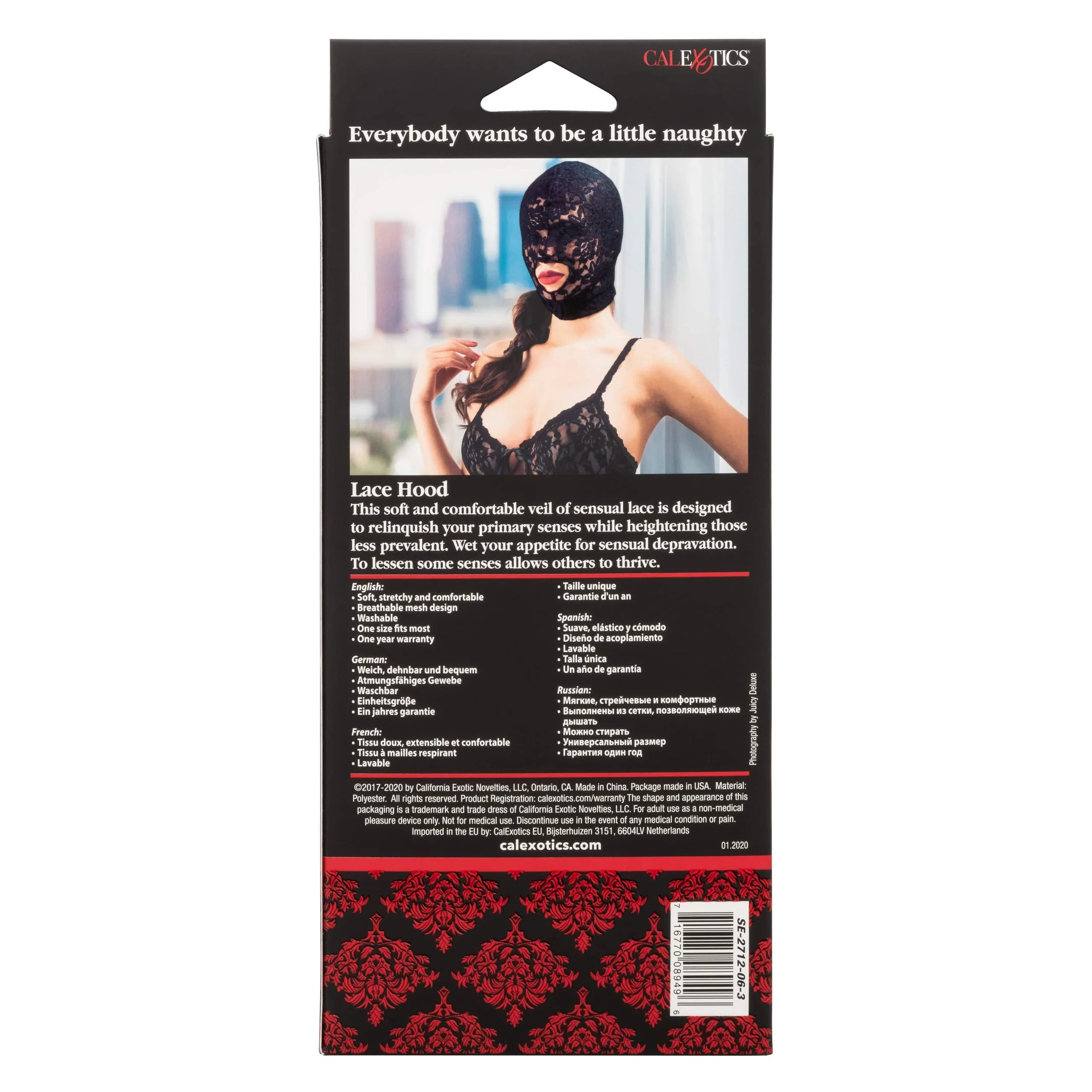 Scandal Lace Hood for Sensory Deprivation Bondage Play