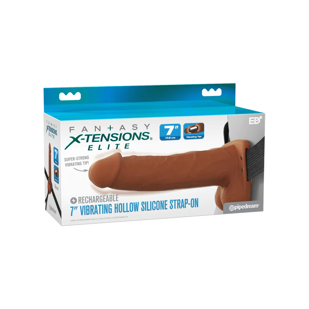 Fantasy X-Tensions Elite 7 Inch Vibrating Hollow Silicone Strap-On