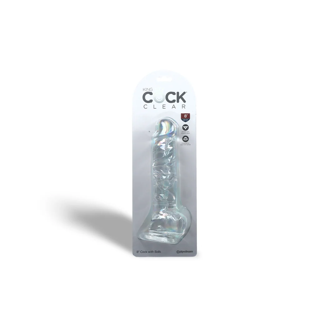 King Cock Clear Cock With Balls, Realistic Suction Cup Dildo