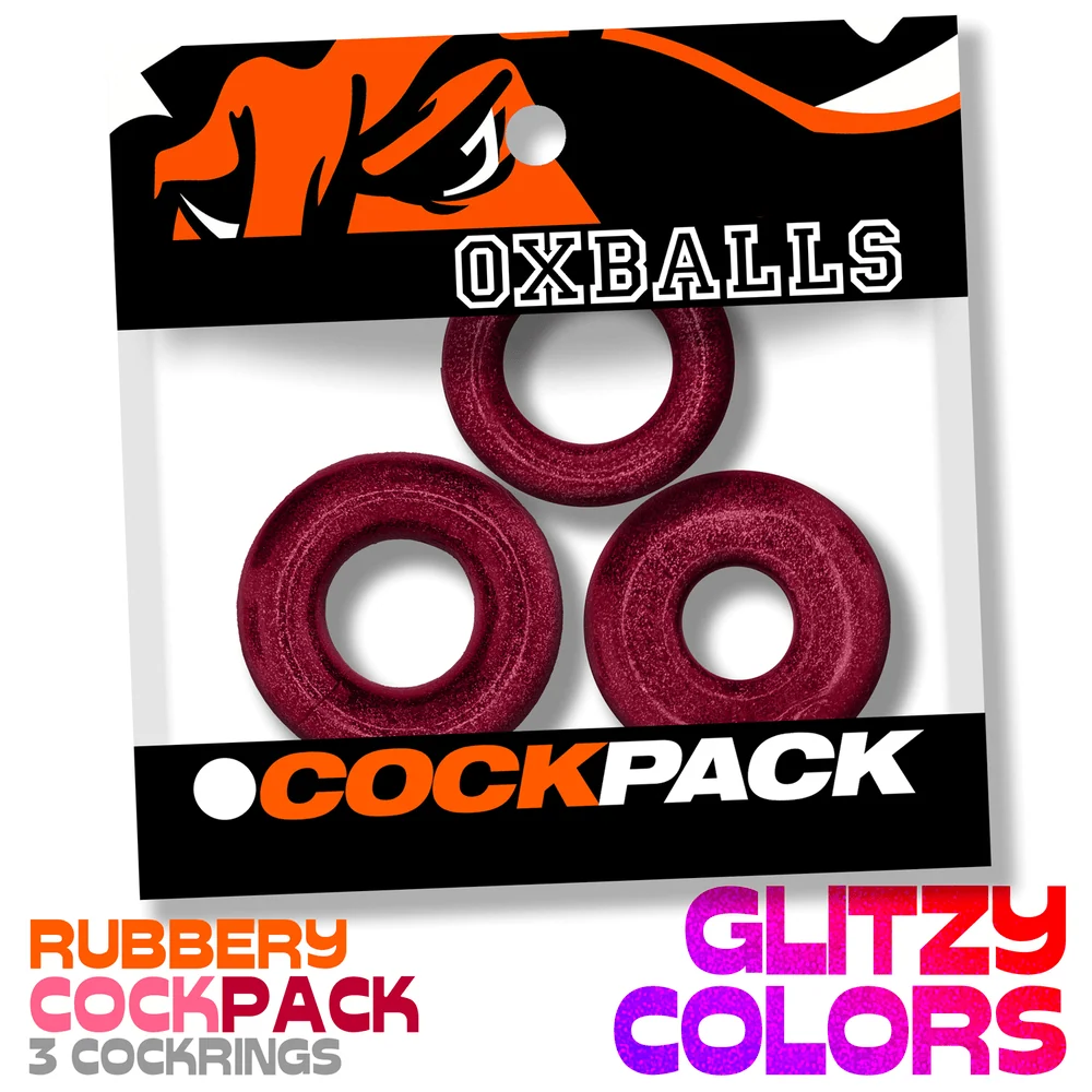 Oxballs Glitzy Cockpack 3 只装粉色阴茎环 多种形状混合装