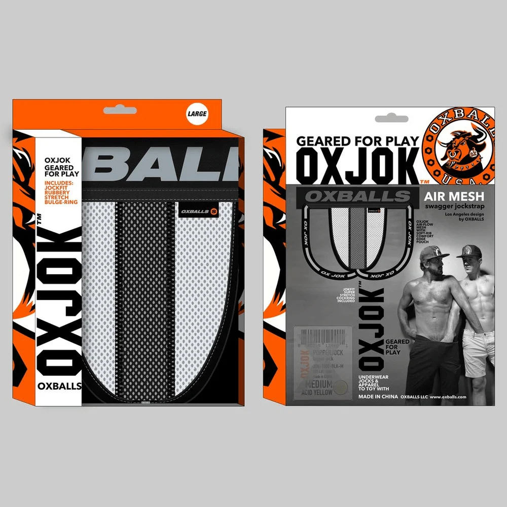 OXJOK Airmesh Swagger Jockstrap with Tri-Fold Pouch and Cockring