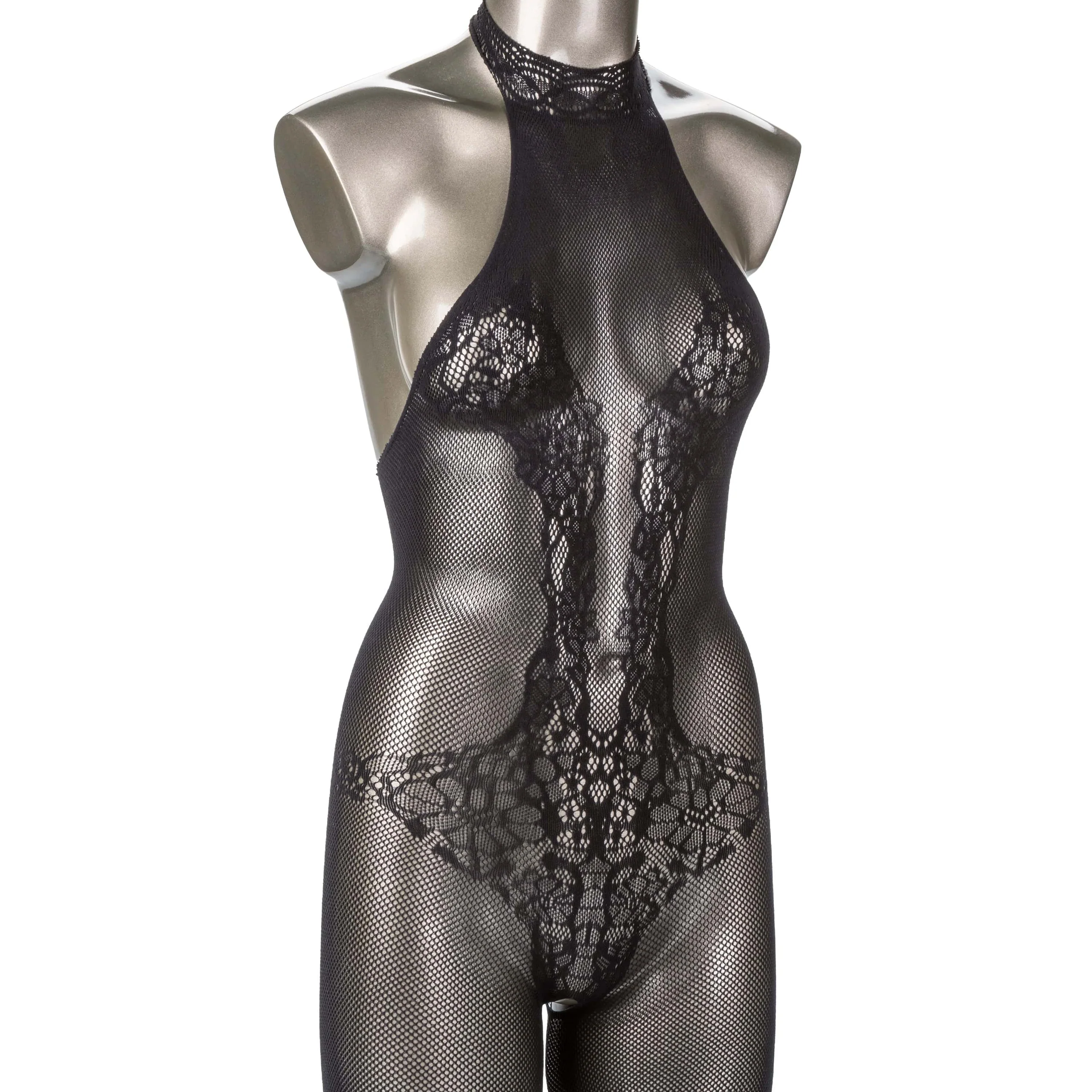 Scandal Halter Lace Bodysuit Plus Size Crotchless Playwear