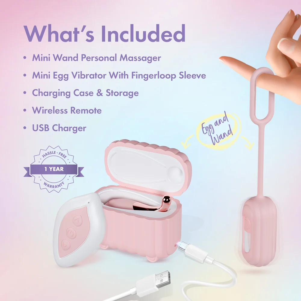 Play With Me Wanderlust Mini Clitoral Wand and Egg Vibrator Set