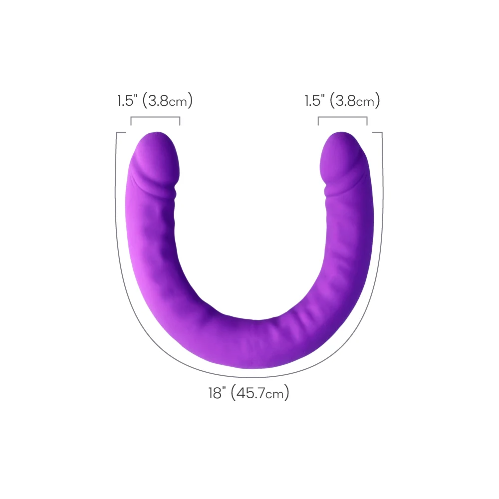 Ruse 18 Inch Slim Double Silicone Dildo in Purple