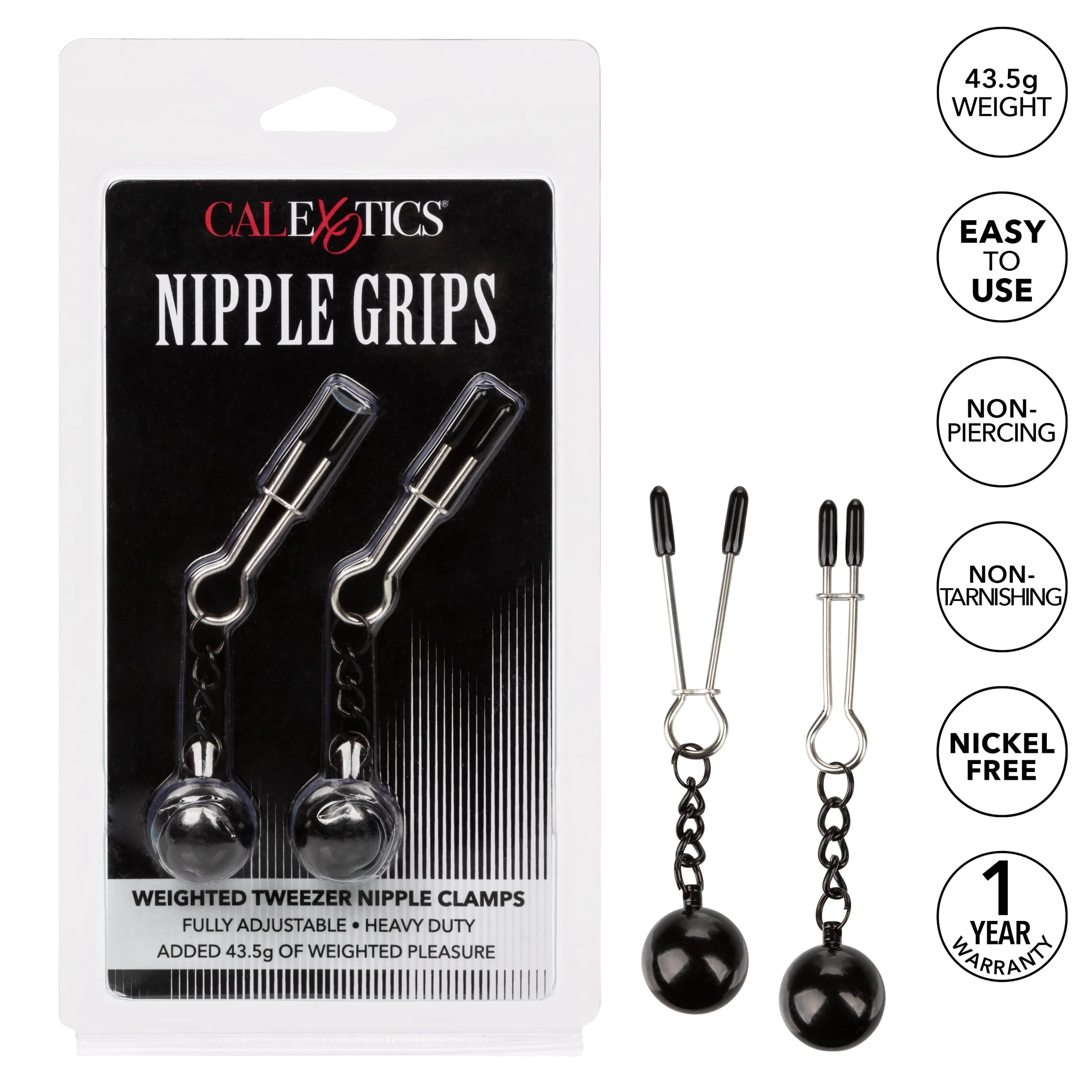 Nipple Play® 加重镊式乳头夹，2 件装